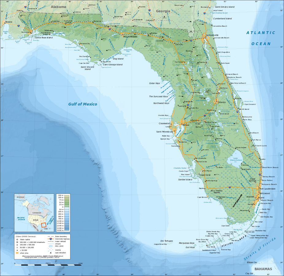 Topografisk karta Florida